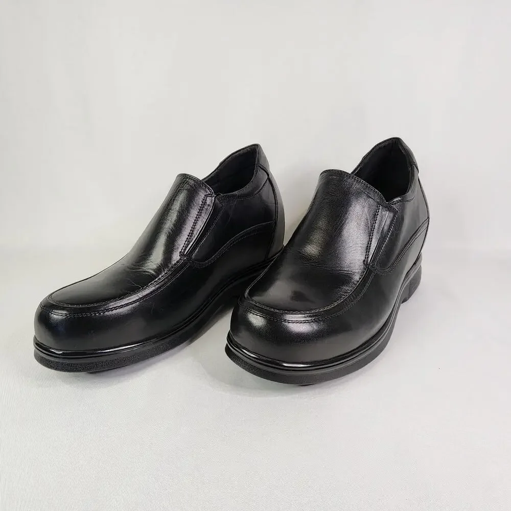 Men's 3 Inch Invisible Height Increasing Elevator Shoes Size 9 Black Leather NEW